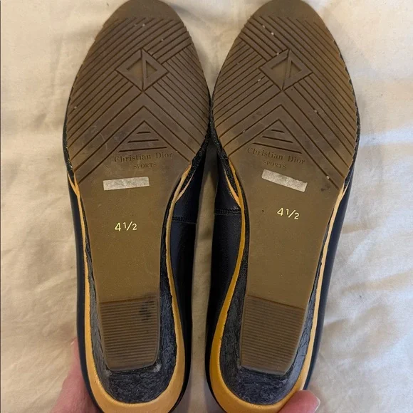Vintage Christian Dior Sport Blue Leather Slip-on Wedges size 4 1/2 - Picture 6 of 8